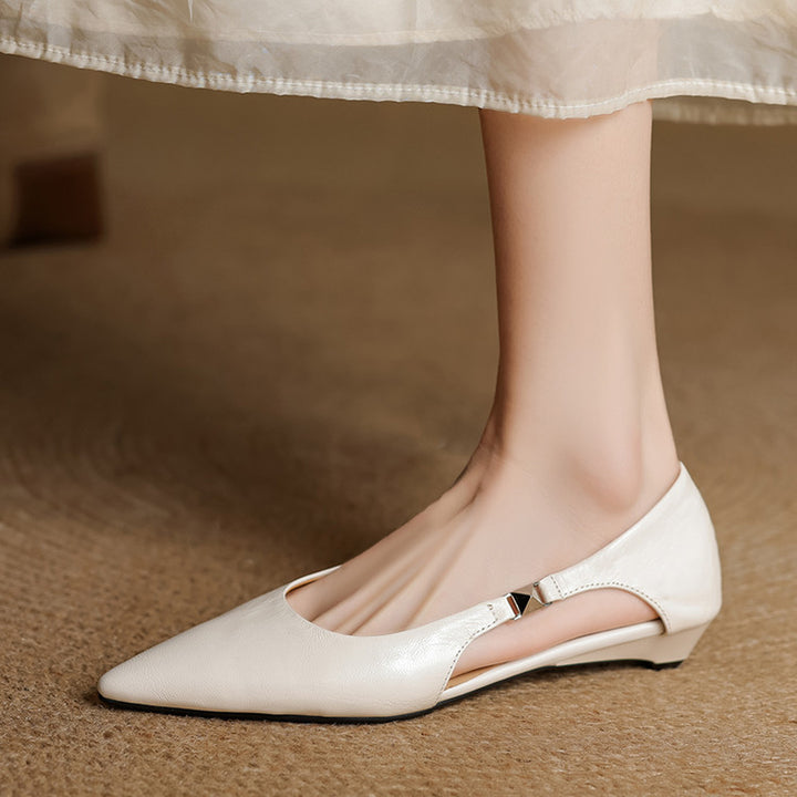 Zephy Genuine Leather Pointed Flats