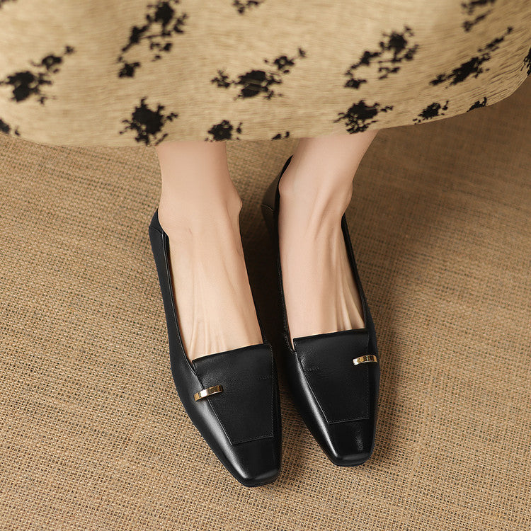 Selor Genuine Leather Square-Toe Pumps