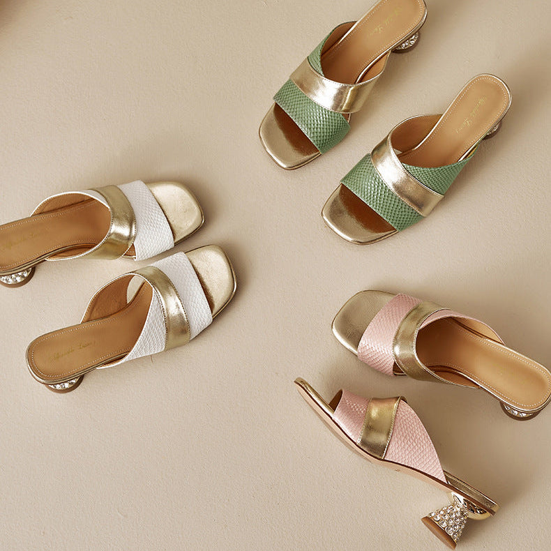 Myla Genuine Leather Open Toe Mule Sandals