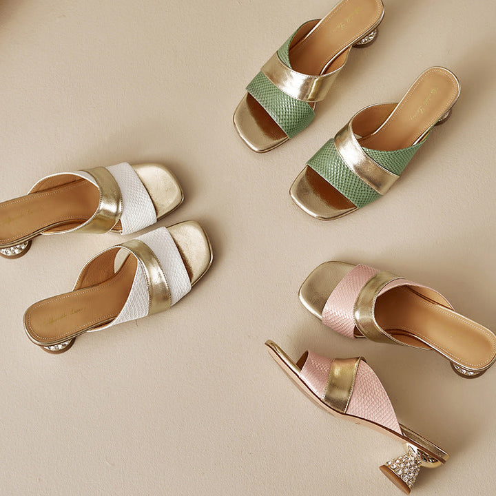 Myla Genuine Leather Open Toe Mule Sandals