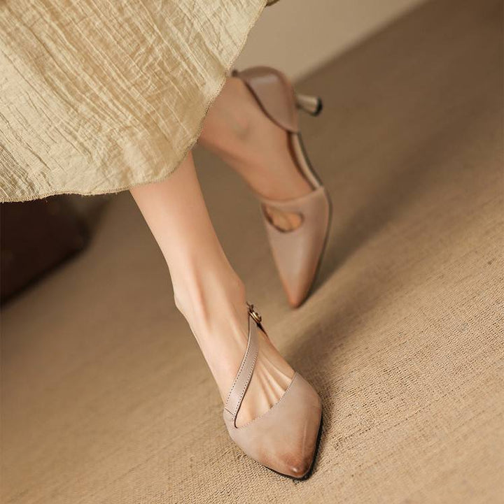 Evani Genuine Leather D'Orsay Heels