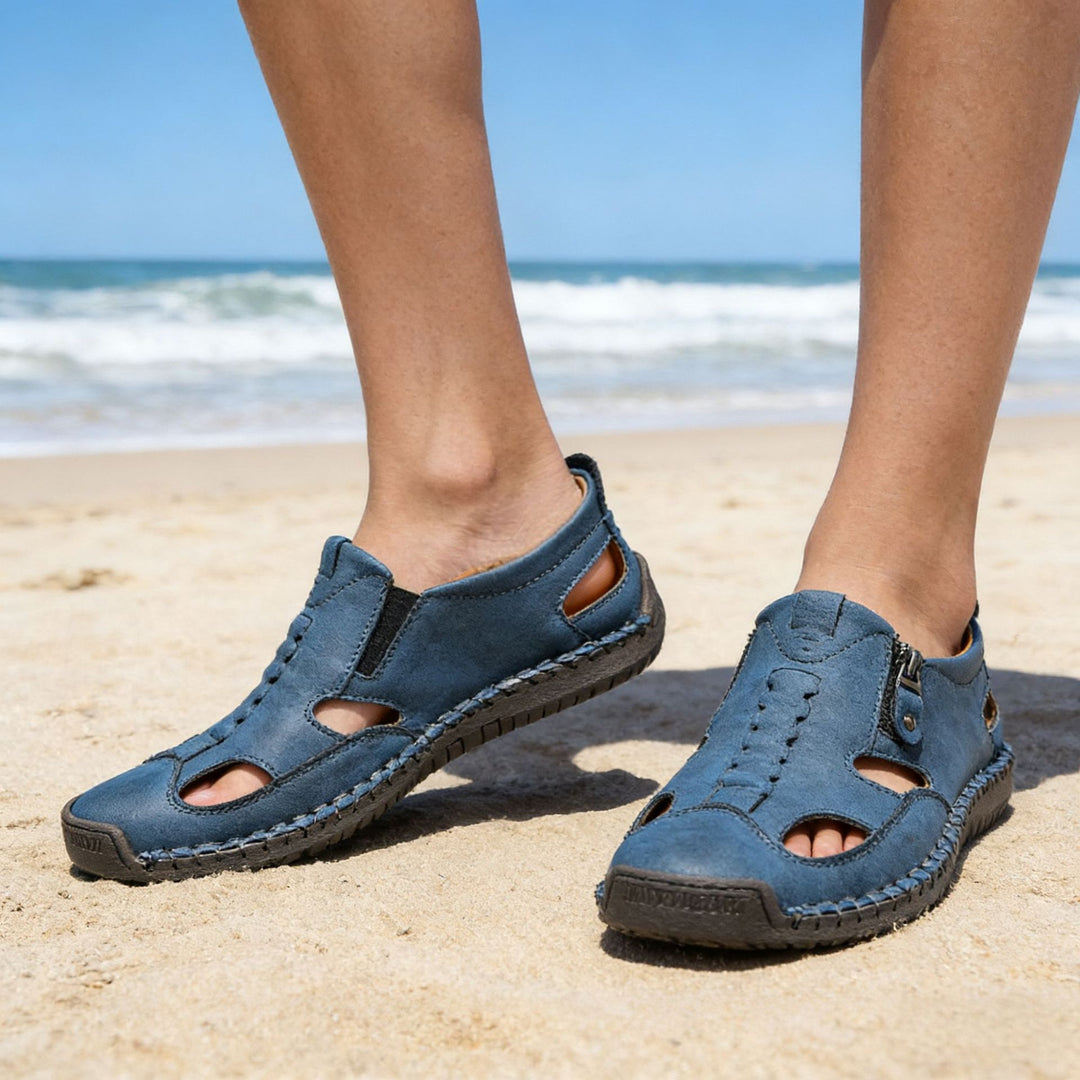 Axell Leather Closed-Toe Fisherman Sandals