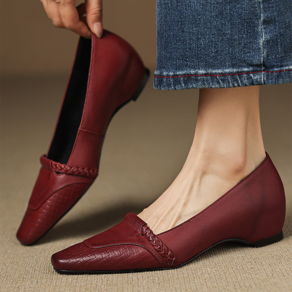 Elsi Genuine Leather Wedge Pumps