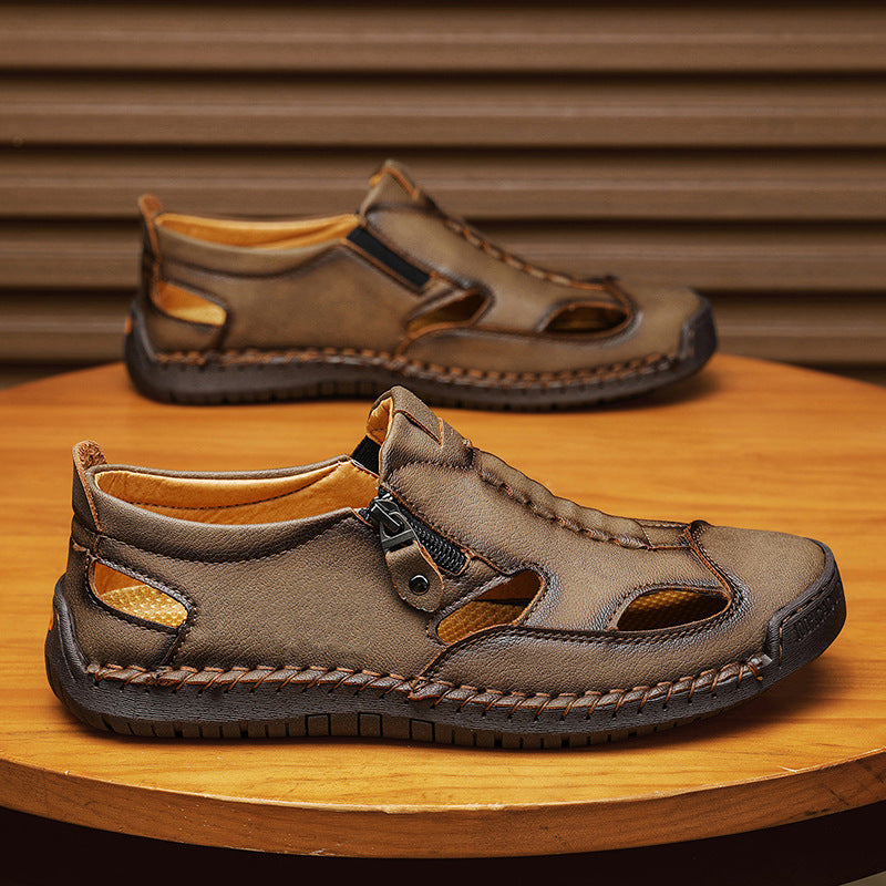 Axell Leather Closed-Toe Fisherman Sandals