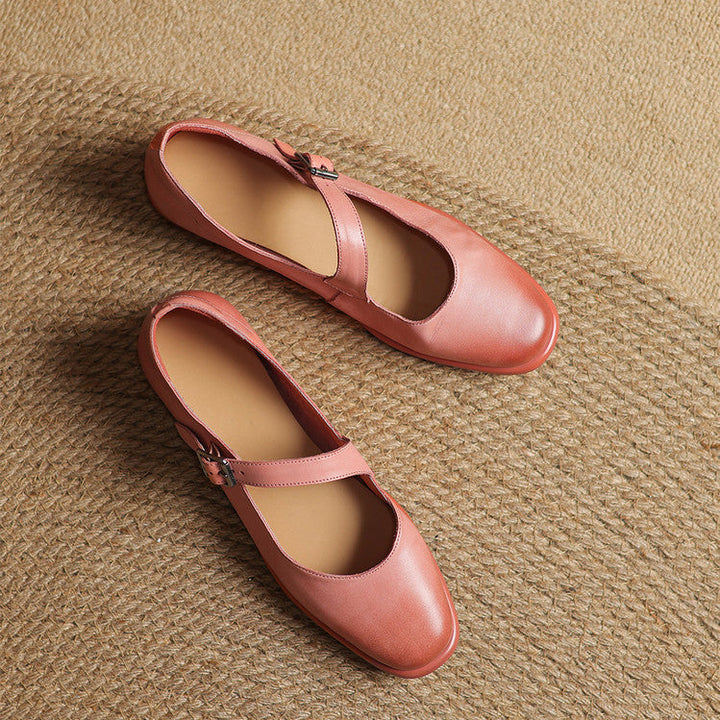 Remy Genuine Leather Almond Toe Mary Jane Flats