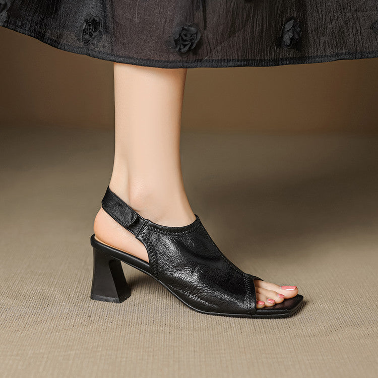 Velra Genuine Leather Slingback Heels