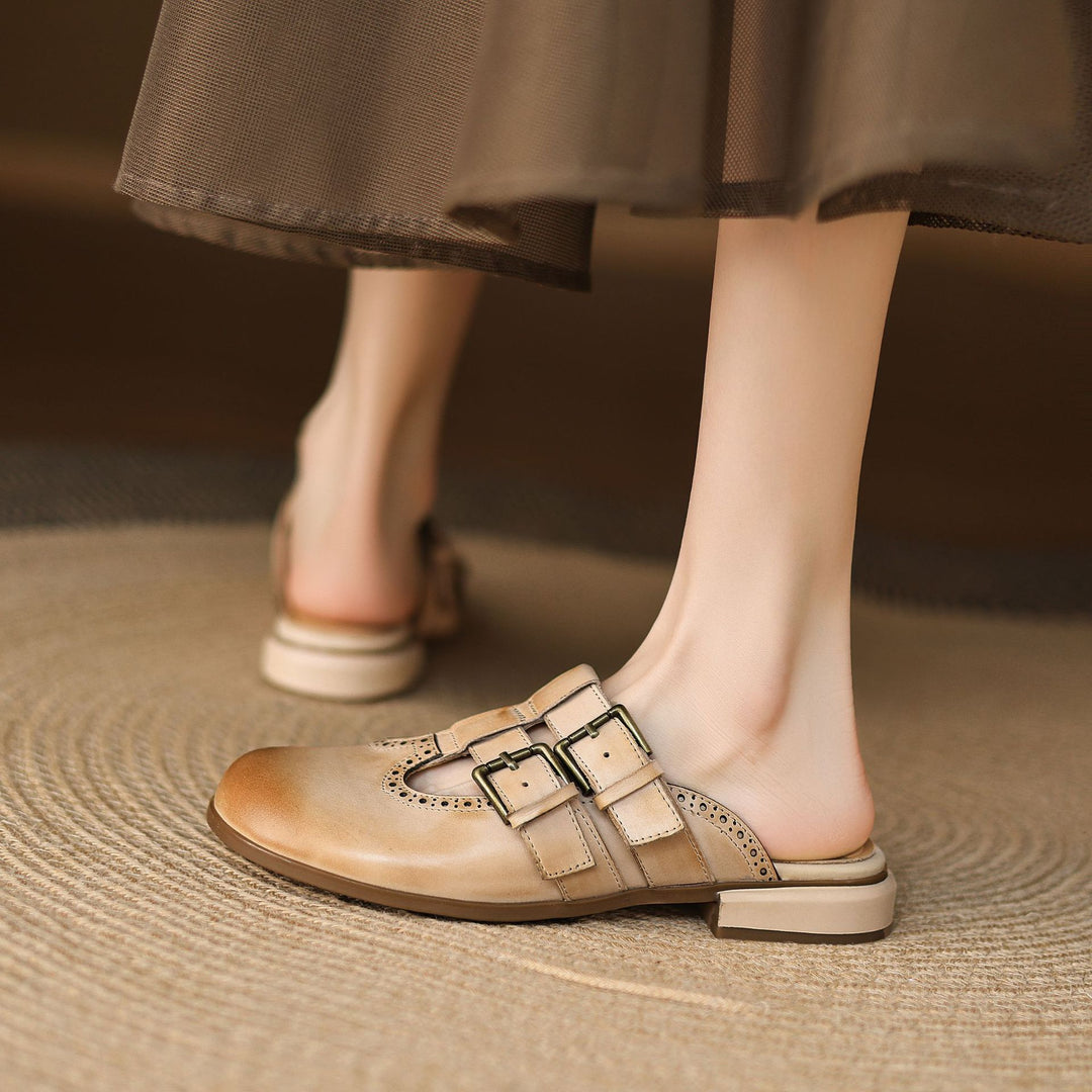 Elin Genuine Leather Mules