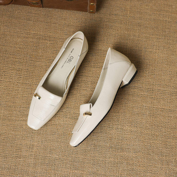 Selor Genuine Leather Square-Toe Pumps