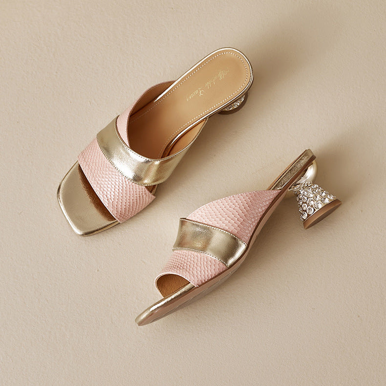 Myla Genuine Leather Open Toe Mule Sandals