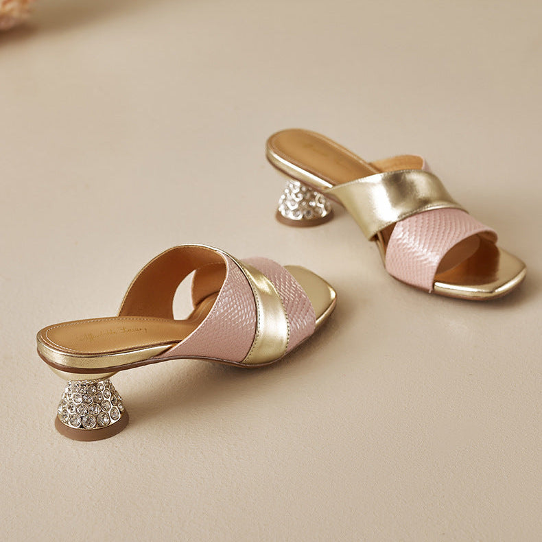 Myla Genuine Leather Open Toe Mule Sandals