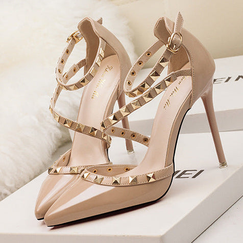 Stella Pointed Toe Studded Stiletto Heels