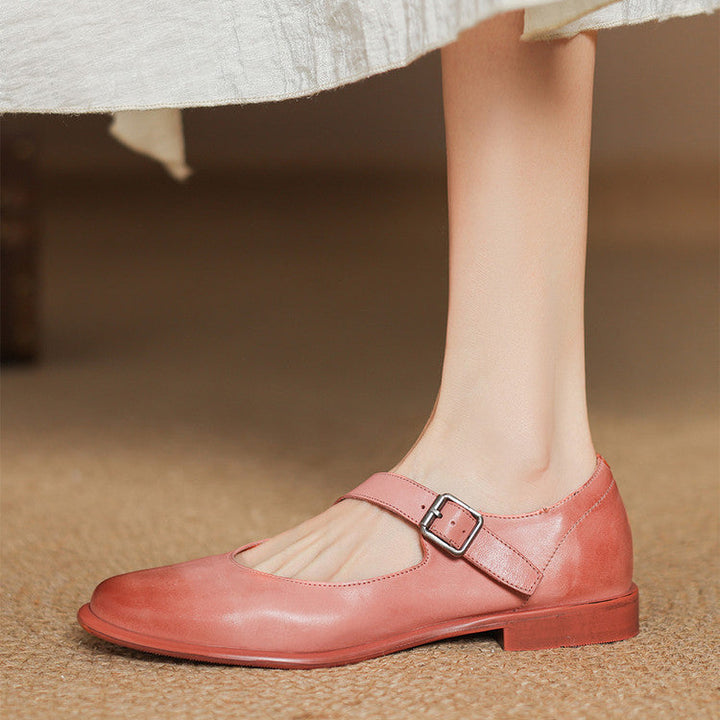 Remy Genuine Leather Almond Toe Mary Jane Flats