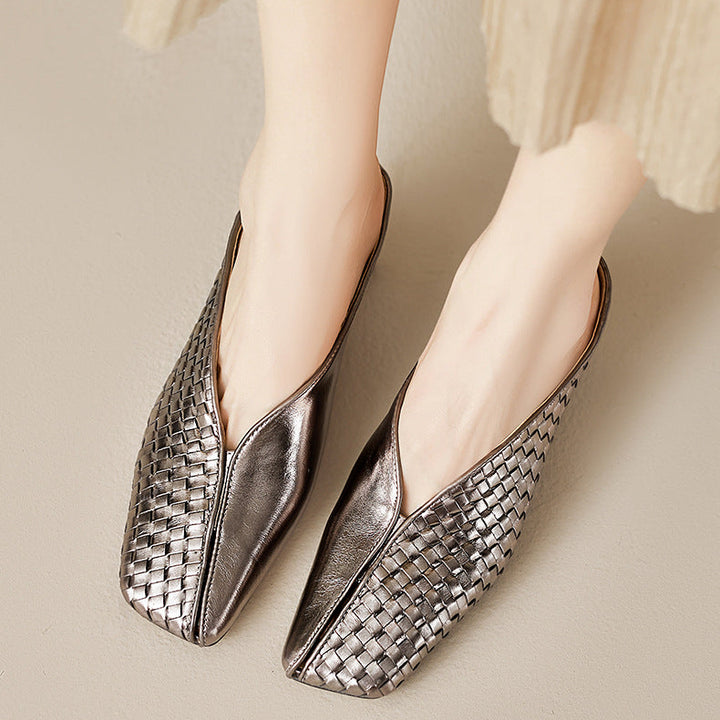 Luna Genuine Leather Sculpted Mule Heels