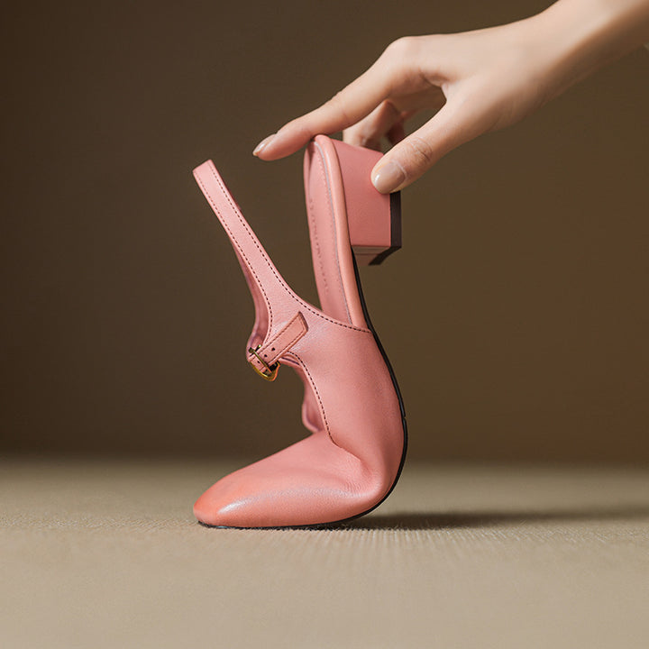 Reve Genuine Leather T-Strap Heels