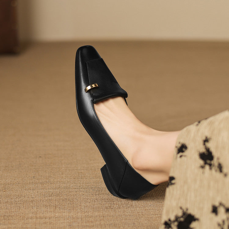 Selor Genuine Leather Square-Toe Pumps