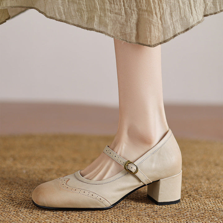 Cressa Genuine Leather Mary Jane Pumps