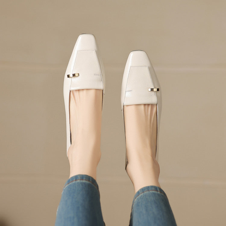 Selor Genuine Leather Square-Toe Pumps