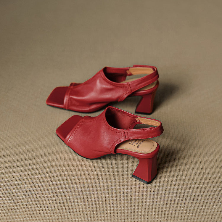 Velra Genuine Leather Slingback Heels