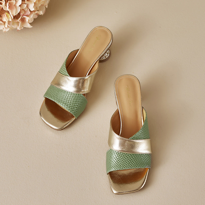 Myla Genuine Leather Open Toe Mule Sandals