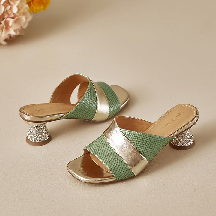 Myla Genuine Leather Open Toe Mule Sandals