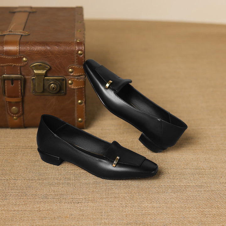 Selor Genuine Leather Square-Toe Pumps