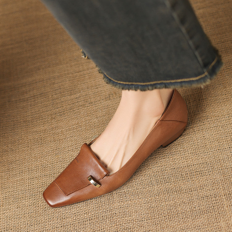 Selor Genuine Leather Square-Toe Pumps