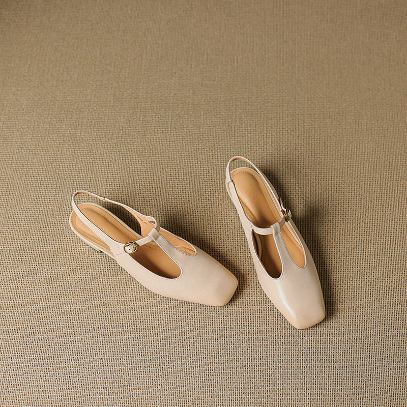 Reve Genuine Leather T-Strap Heels