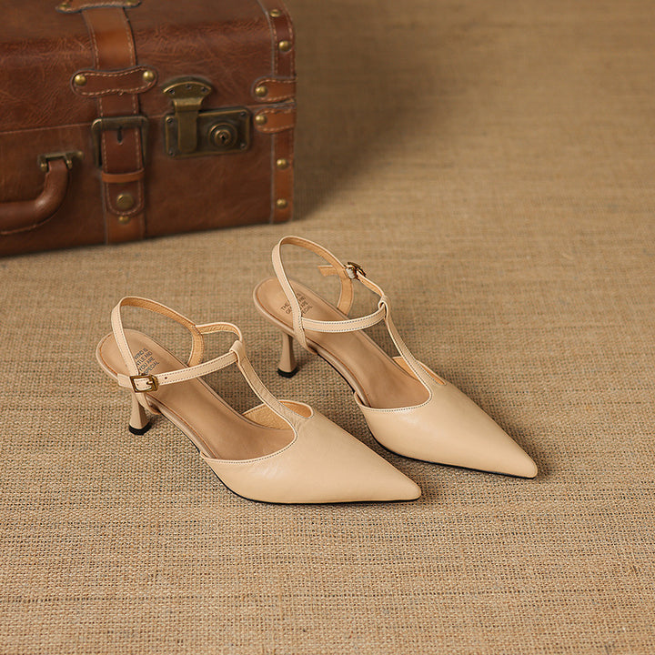 Luci Genuine Leather Pointed-Toe Mary Jane Heels