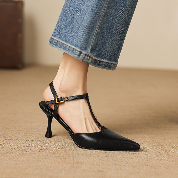 Luci Genuine Leather Pointed-Toe Mary Jane Heels