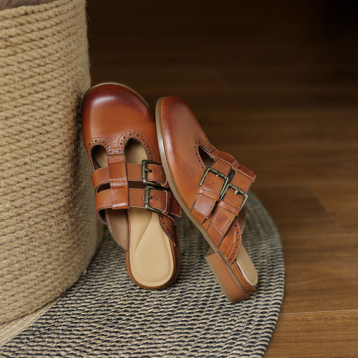 Elin Genuine Leather Mules