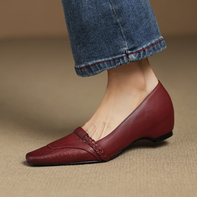 Elsi Genuine Leather Wedge Pumps