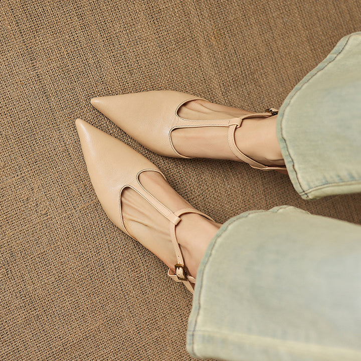 Luci Genuine Leather Pointed-Toe Mary Jane Heels
