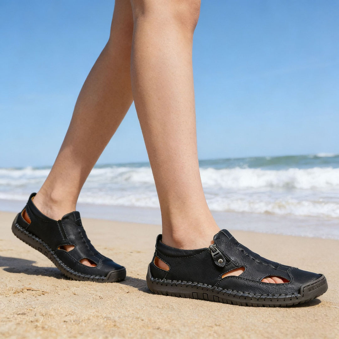 Axell Leather Closed-Toe Fisherman Sandals