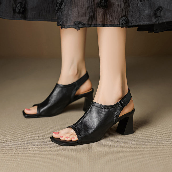 Velra Genuine Leather Slingback Heels