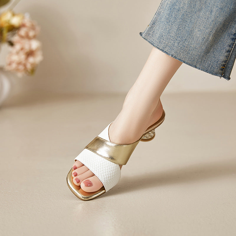 Myla Genuine Leather Open Toe Mule Sandals