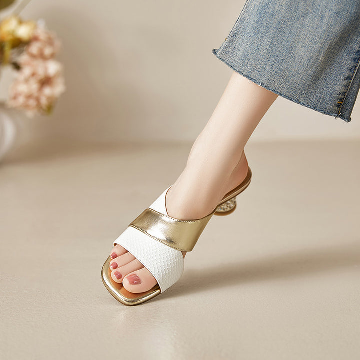 Myla Genuine Leather Open Toe Mule Sandals
