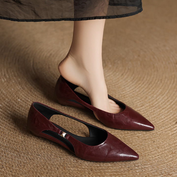 Zephy Genuine Leather Pointed Flats