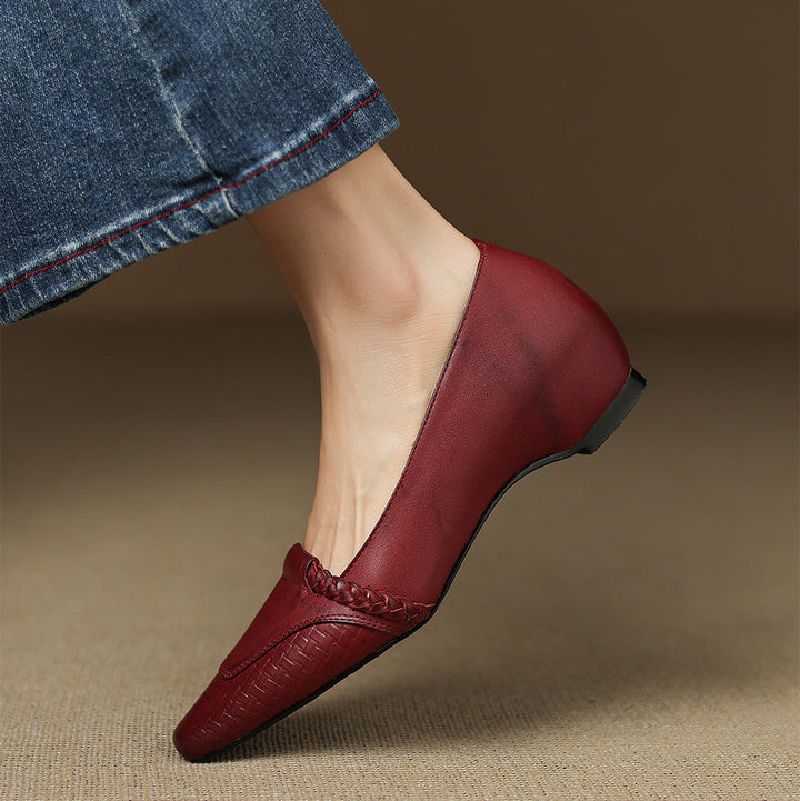 Elsi Genuine Leather Wedge Pumps