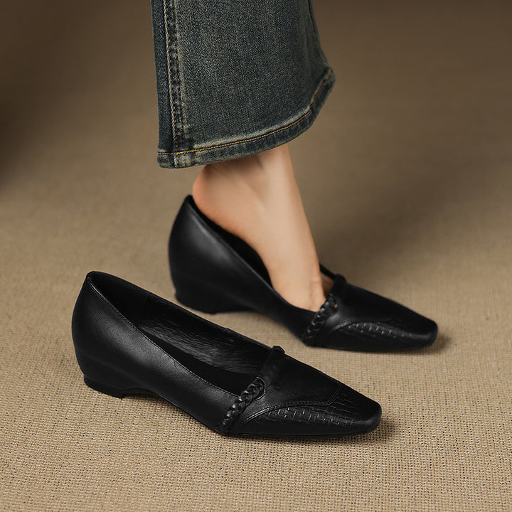 Elsi Genuine Leather Wedge Pumps