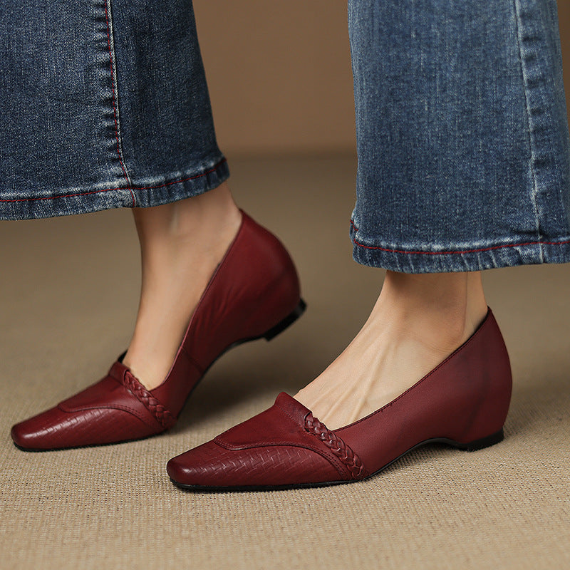 Elsi Genuine Leather Wedge Pumps
