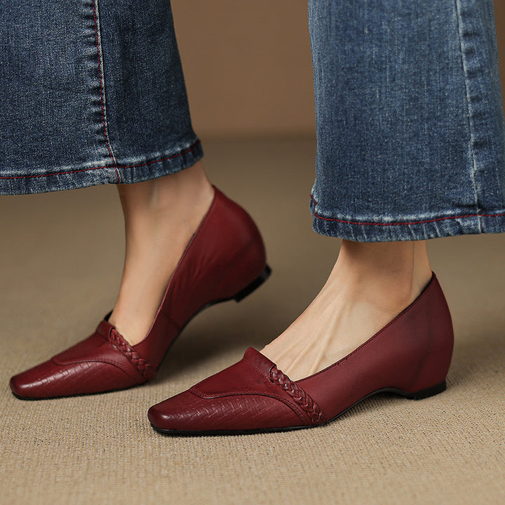 Elsi Genuine Leather Wedge Pumps