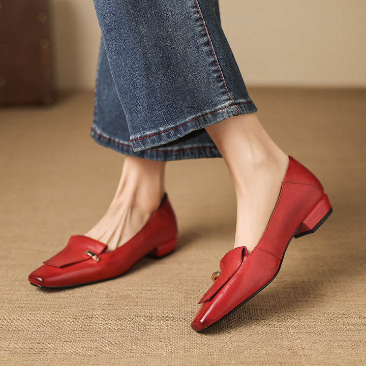 Selor Genuine Leather Square-Toe Pumps