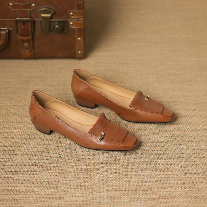Selor Genuine Leather Square-Toe Pumps