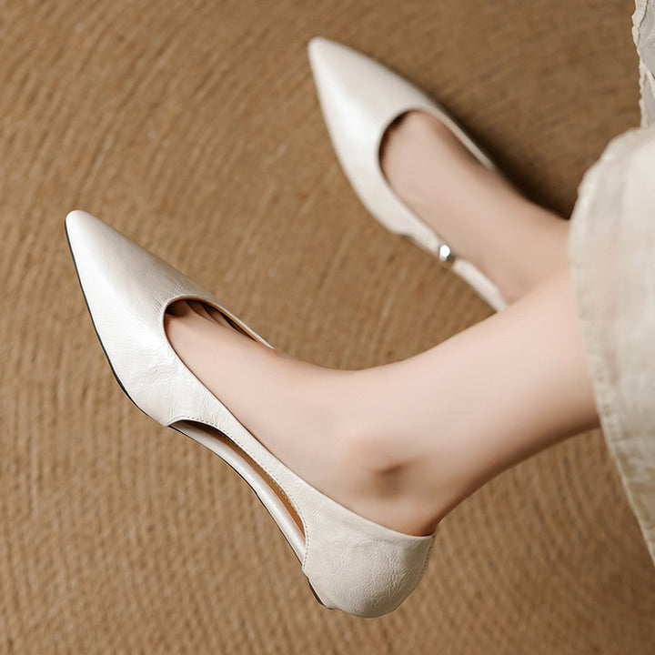 Zephy Genuine Leather Pointed Flats
