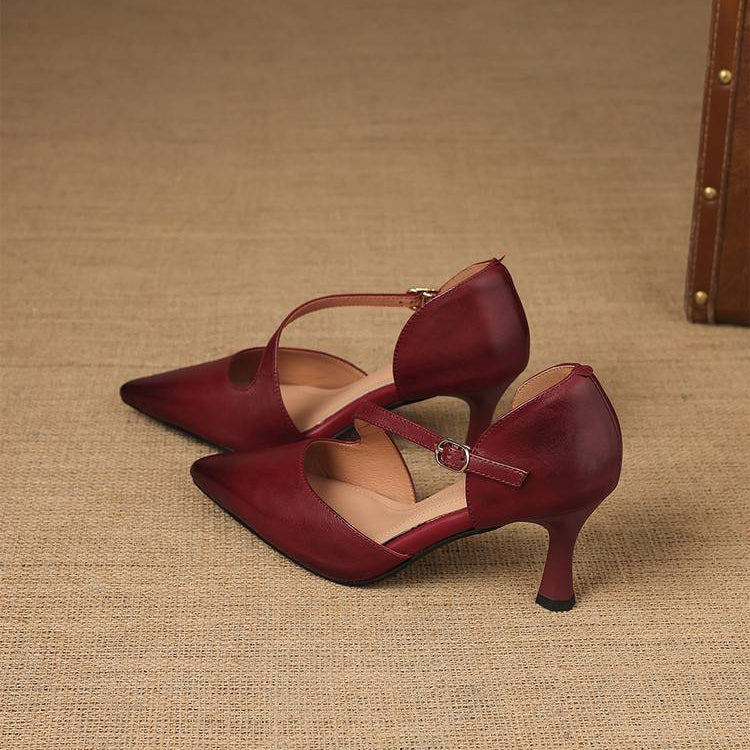 Evani Genuine Leather D'Orsay Heels