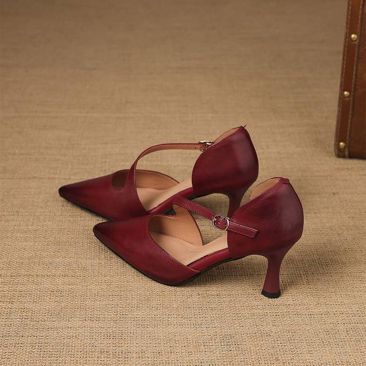 Evani Genuine Leather D'Orsay Heels