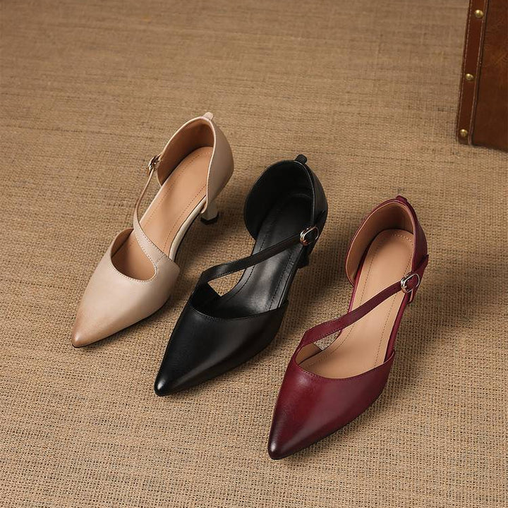 Evani Genuine Leather D'Orsay Heels