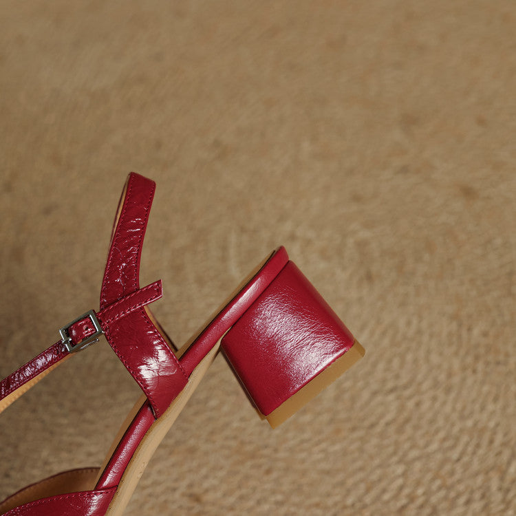 Klea Genuine Leather Cross-Strap Slingback Heels