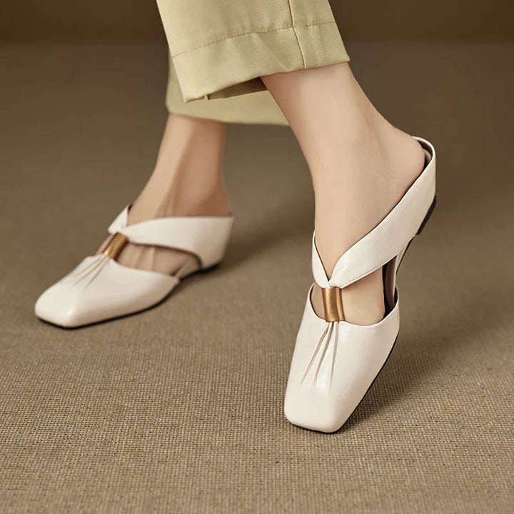 Aviel Genuine Leather Cross Strap Flats