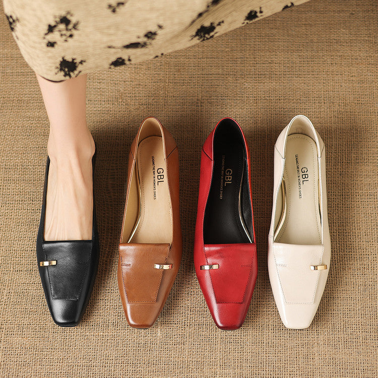 Selor Genuine Leather Square-Toe Pumps
